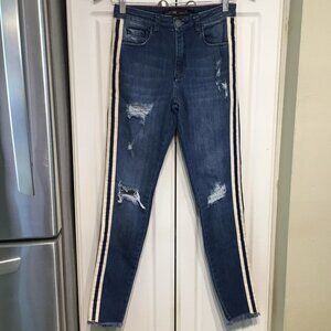 YoUCom Brazilian Side Stripe Skinny High Rise Jeans